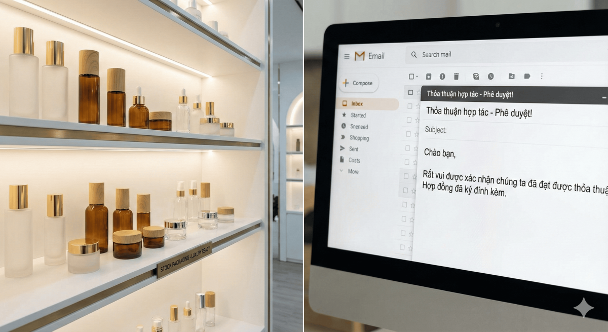 Các mẫu chai lọ mỹ phẩm có sẵn số lượng ít cho người mới bắt đầu.