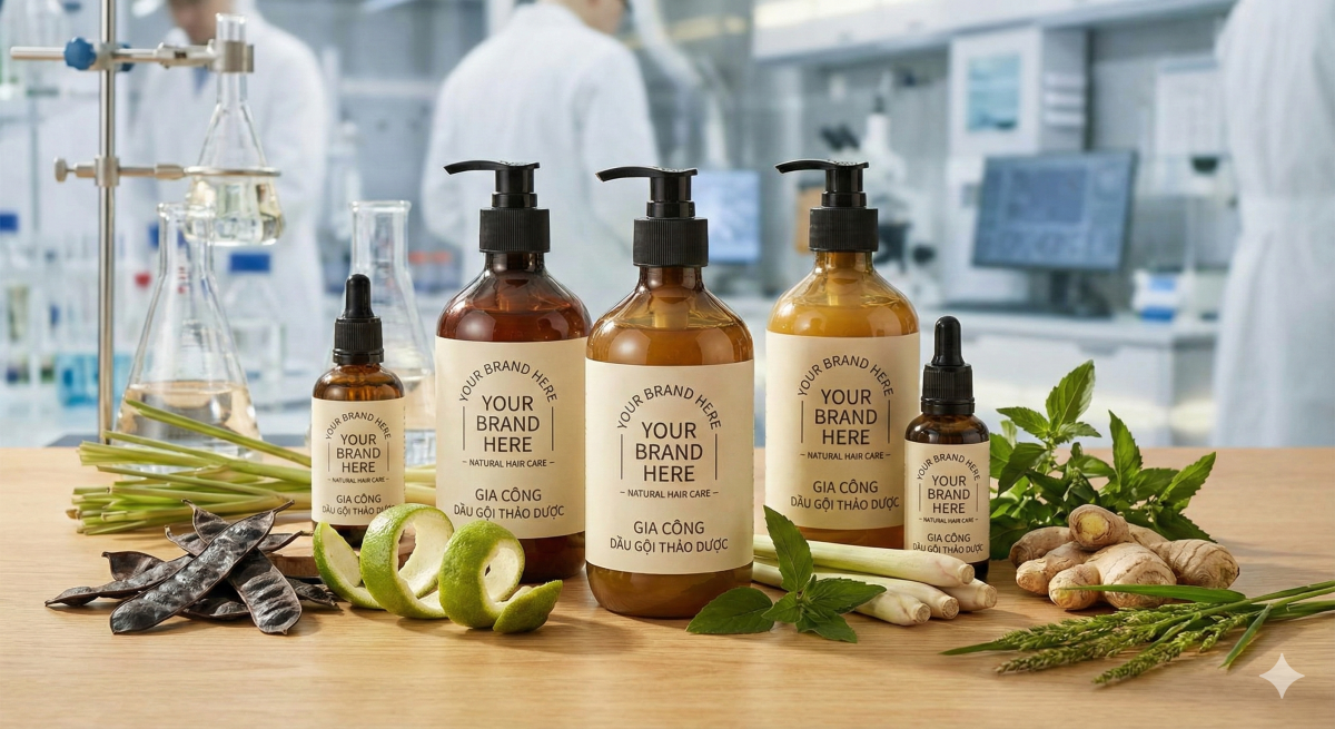 Gia công dầu gội thảo dược 