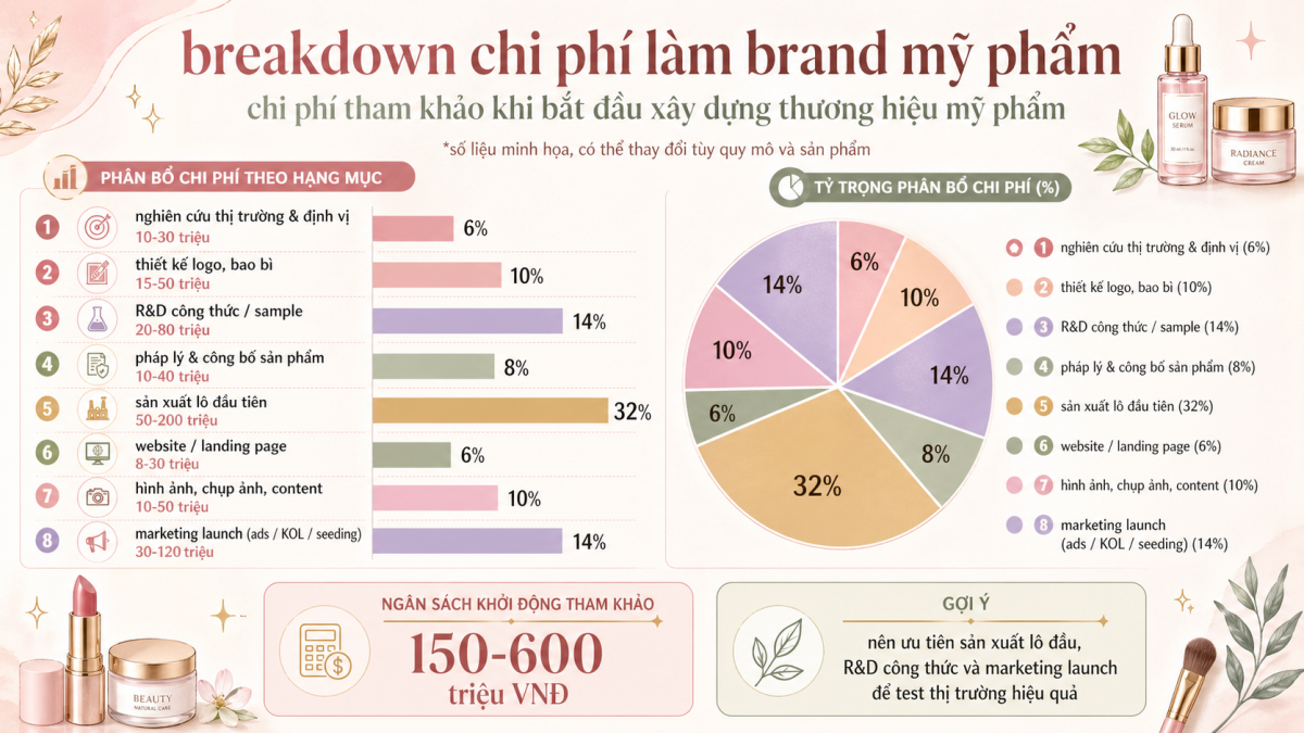 chi phí làm thương hiệu mỹ phẩm riêng từ A-Z